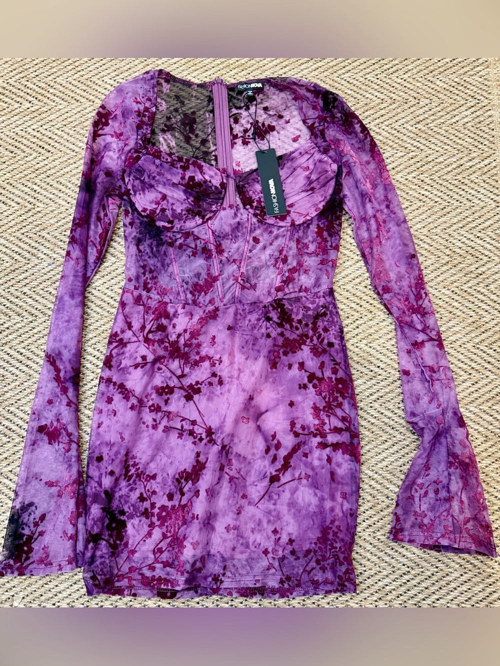 Fashion Nova Riley Mesh Mini Dress - Plum size M